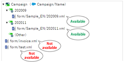 When the form layout with output conditions is at the top