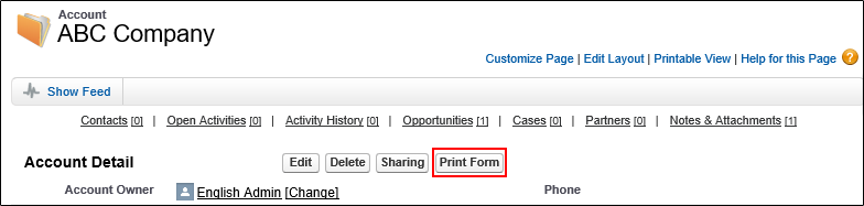 Example of placing a button (Salesforce Classic)