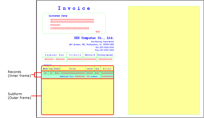 Example of subforms and records