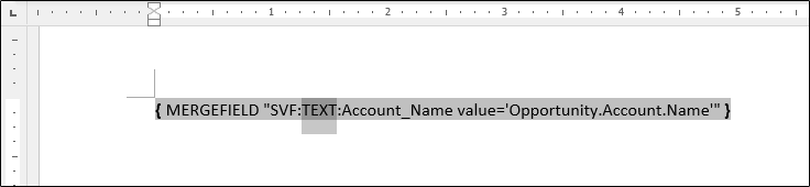 A part of the field code (the string of "TEXT") has been selected